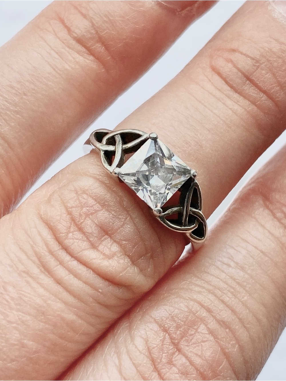 Sterling and Cubic Zirconia Celtic ring size 4.5
